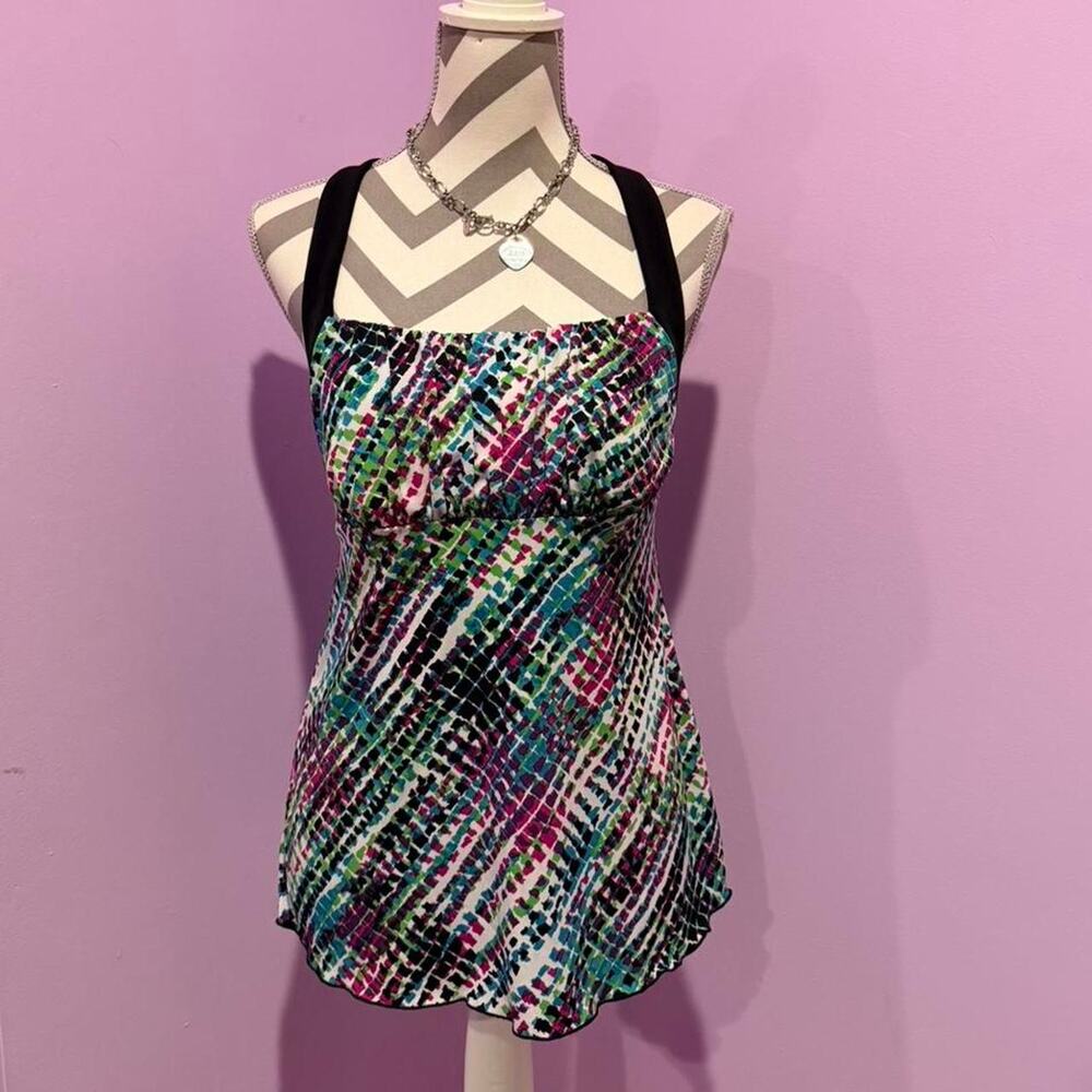 Multi coloured black self tie top